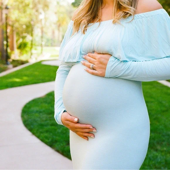 Dresses | Size M Maternity Blue Dress For Photoshoot | Poshmark
